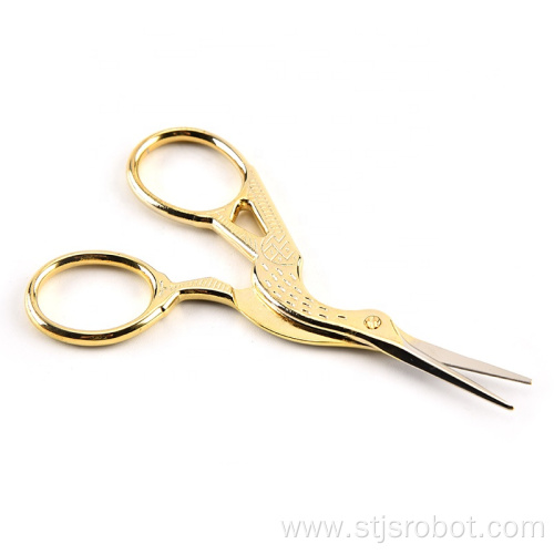 Retro cut embroidery stork stainless steel gilt beauty crane scissors